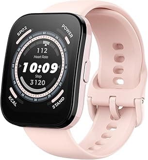 Amazfit Bip 5 Smart Watch 46mm, GPS, Amazon Alexa Built-in, Bluetooth Calling, 10-Day Battery, Heart-Rate & VO2 Max, Sleep Health Monitoring, AI Fitness Tracker App, for Android & iPhone, Pastel Pink