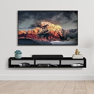 Wooden Wall Mounted TV Unit, TV Cabinet for Wall, TV Stand for Wall, Set Top Box Stand (Large Granite Black-Glider TV) Ideal for 32-48 INCHES T.V.