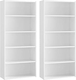 VASAGLE Set of 2 Bookshelves, 23.6 Inches Wide, 5-Tier Open Bookcases with Adjustable Storage Shelves, Floor Standing Units, Cloud White ULBC165T14-2