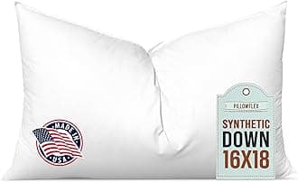 Pillowflex Synthetic Down Pillow Insert - 16x18 Down Alternative Pillow, Ultra Soft, Large Rectangle Body Sleeping Pillow, Lumbar, Long, Back - 1 Decorative Pillow Form