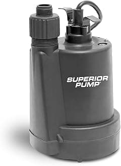 Superior Pump 91250 1/4 HP Thermoplastic Submerged Water Submersible Utility Pump