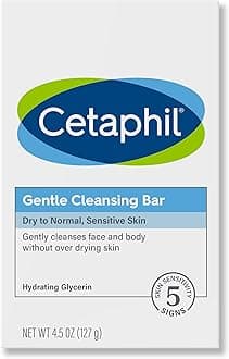 Cetaphil Gentle Cleansing Bar for Dry/Sensitive Skin 4.50 Oz (6 Pack) 4.5oz Bars (6 Pack) Gentle Cleansing Bars