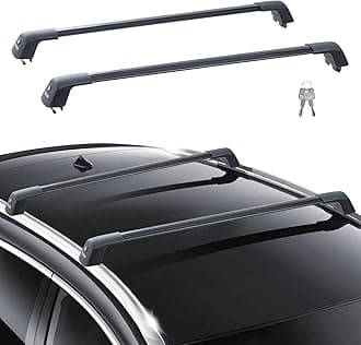 VEVORUniversal Roof Rack Cross Bars, Aluminum Roof Rack Crossbars, Fit Grooved Side Rail without Gap, 90KG Load Capacity, Adjustable Crossbars with Locks for SUV, Sedan, Van