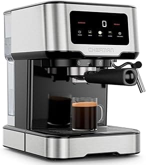Chefman CraftBrew Espresso Machine, 15-Bar Pump Digital Espresso Maker w/Steam Wand for Latte & Cappuccino, Compact Espresso Coffee Machine w/ 1.5L Removable Water Reservoir - Stainless Steel