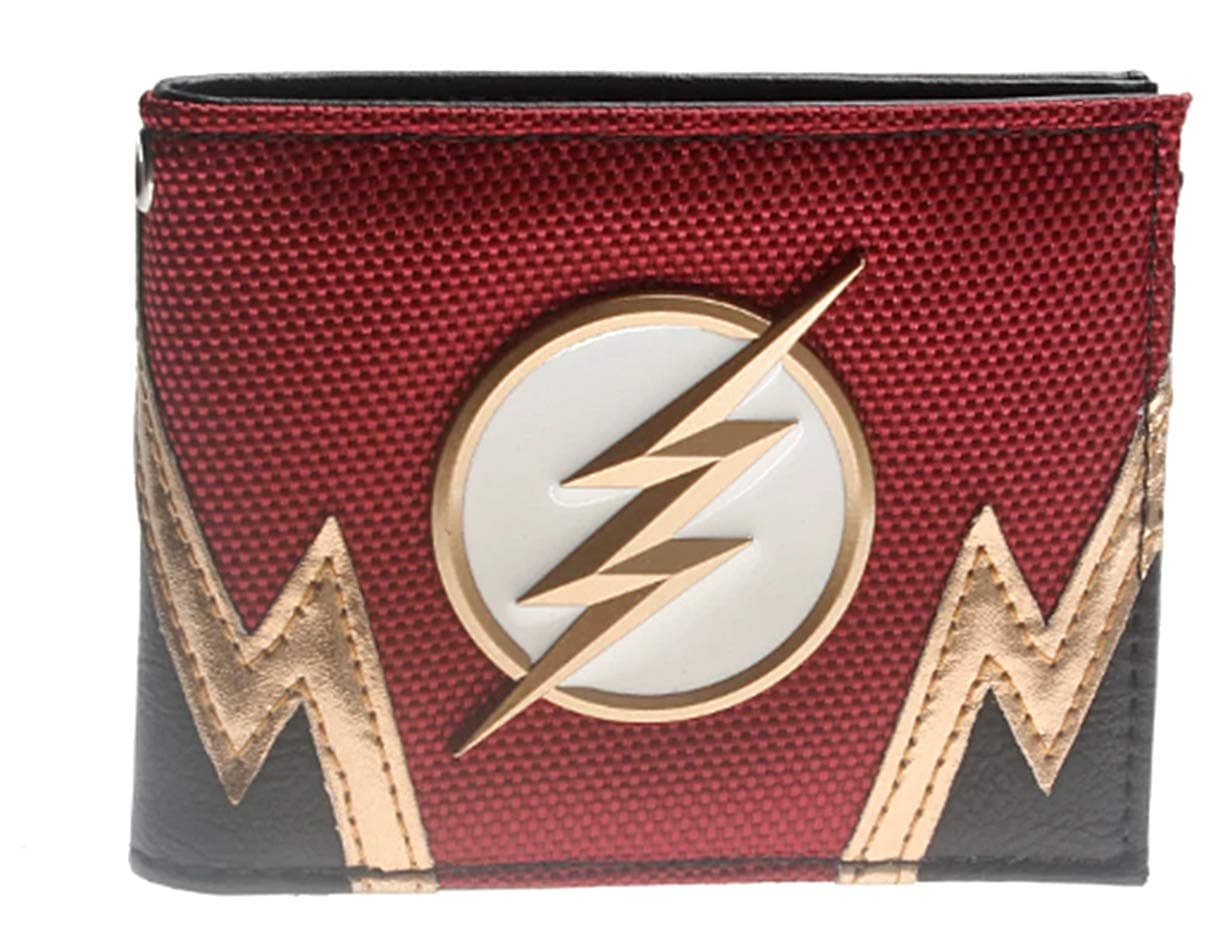 Flash Superhero Metal Logo Bi Fold Wallet