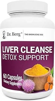 Dr. Berg Liver Cleanse Detox Capsules w/Unique Blend of Milk Thistle, Ox Bile & Folate - Liver Supplement Includes Turmeric, Black Pepper & Choline - 60 Capsules