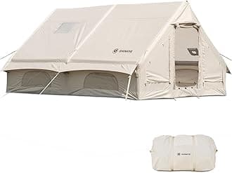 Inflatable Tent for Camping Blow Up Tent Glamping Tent 4 Season House, Air Tent with Pump, Easy Set up Large Outdoor Oxford Tent, Cabin Tent with Double-Layer Mesh Windows & Convective Double Doors