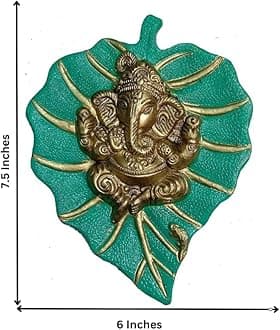 Craft Trade Ganesha Wall Decor - Living Room Metal Wall Hanging Show Pieces for Home Decor - Vastu Items for Home for Good Luck - 7.5x6 Inches (Lighr Green)