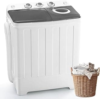 Portable Washing Machine Twin Tub - 28lbs Compact Washer (18lbs) and Spinner Dryer (10lbs) Combo with Drain Pump - Semi Automatic Washing Machine for Apartments, Dorms, RVs, Camping - Grey