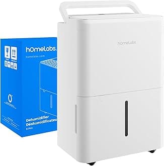 hOmeLabs 1,000 Sq. Ft Portable Wi-Fi Dehumidifier – 8 Pint, Ultra Quiet & Compact for Home, Bedroom, Bathroom & Office – Smart Humidity Control with Drain Hose Included