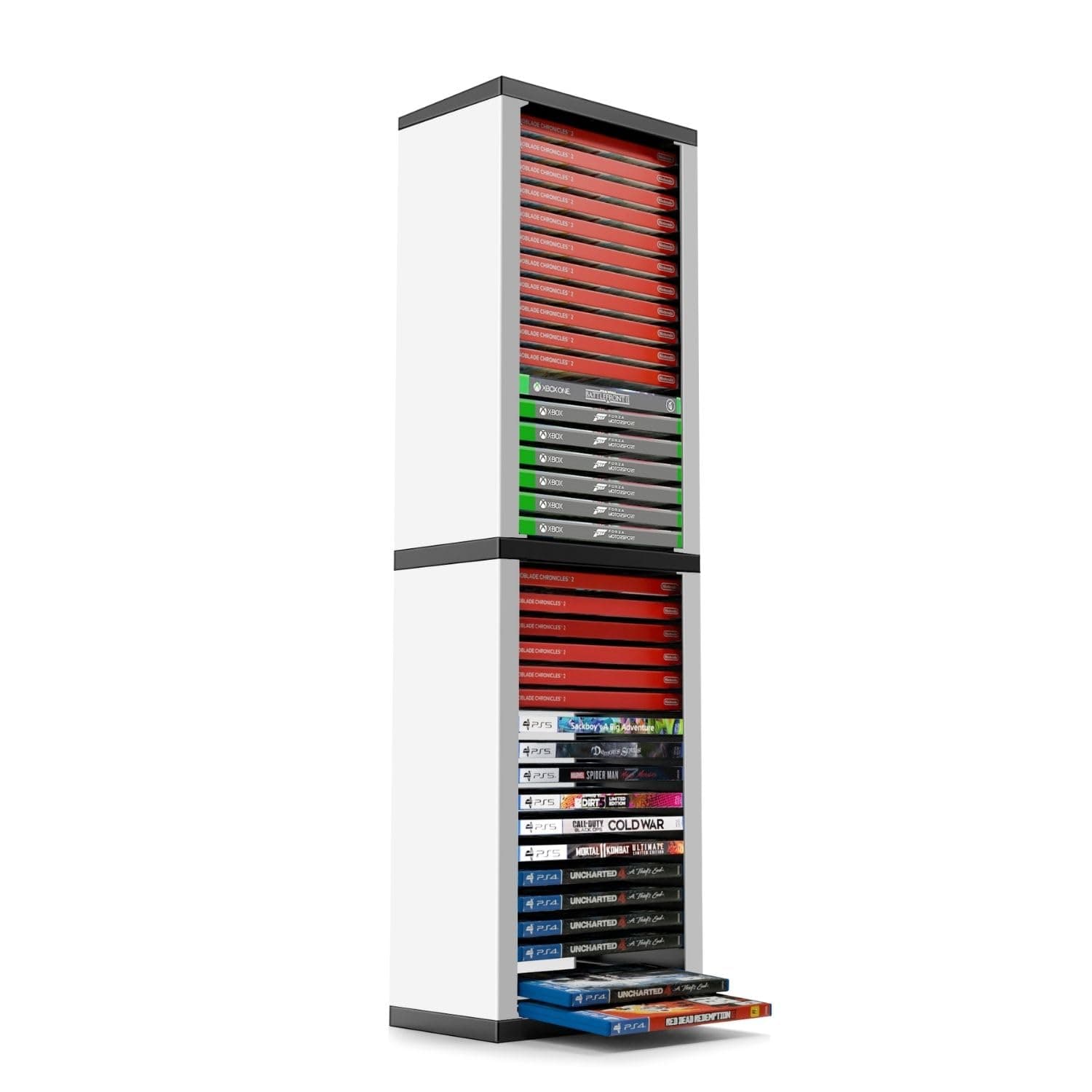 Video Game Storage Tower (36 CD Disc Blu-ray Case) Universal DVD Holder Shelf Rack Stand Vertical Organizer for Nintendo Switch PS5 Playstation 4 Xbox Movies