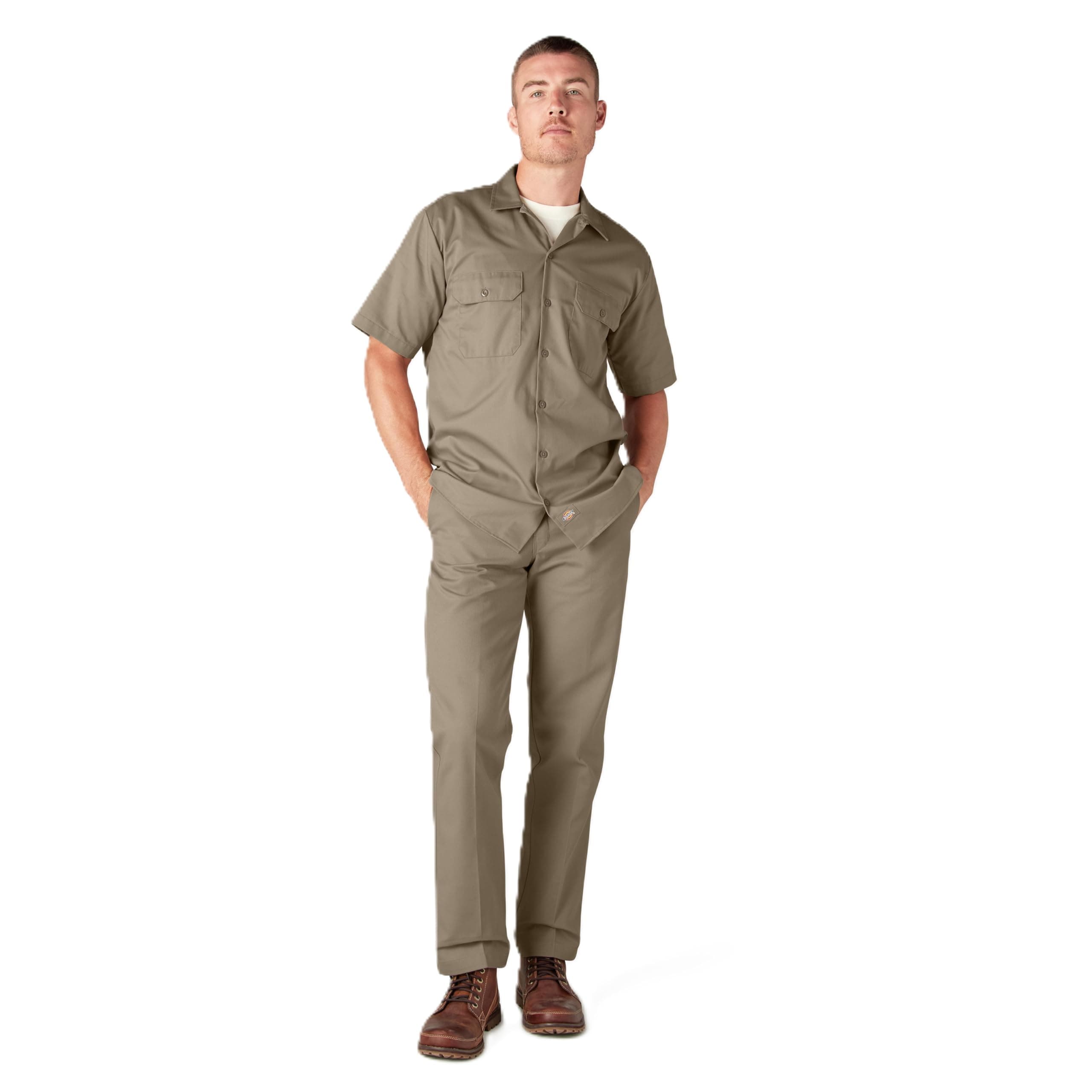 Men’s Short Sleeve Work Shirt – Durable Twill Button Down Shirts for Men, Lightweight Uniform for Daily Wear