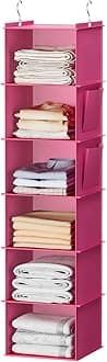 YOUDENOVA Hanging Closet Organizer, Closet Hanging Storage Shelves (Pink)