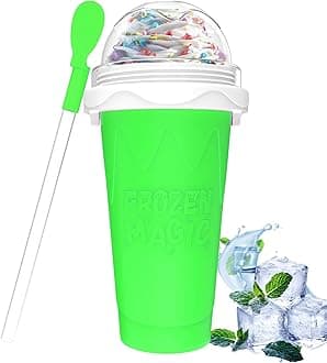 AWH Slushie Maker Cup - Magic Quick Frozen Smoothies Cup for Homemade Milk Shake Ice Cream Maker, Cooling Cup, Double Layer Squeeze Slushy Maker Cup, Birthday Gifts for Friends&Family (Green)