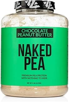 NAKED Pea - Chocolate Peanut Butter Protein from US & Canadian Farms, Organic Cocoa, Organic Coconut Sugar - No GMO, No Soy, and Gluten Free, Aid Growth and Recovery - 52 Servings