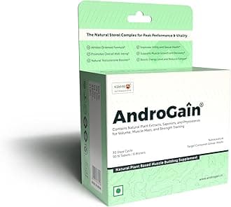 AndroGain® - Plant Based Natural Anabolic Activator Gainer Supplement for Strength & Energy | Nutraceutical Supplement for Volume & Strength Training | Muscle Builder - (90Tablets, 30 Servings)