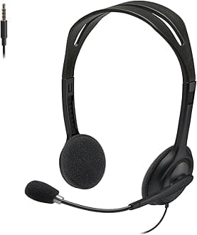 H111 Wired Headset, Stereo Headphones with Noise-Cancelling Microphone, 3.5 mm Audio Jack, PC/Mac/Laptop/Smartphone/Tablet - Black