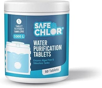 1000 L | Chlorine Tablets for Water Tanks of 1000 Ltrs, 1 Tablet to Treat 1000 litres | Water Purification Tablets Kills Bacteria and Prevents Algae; Pack of 50 Tablets for 50000 Ltrs