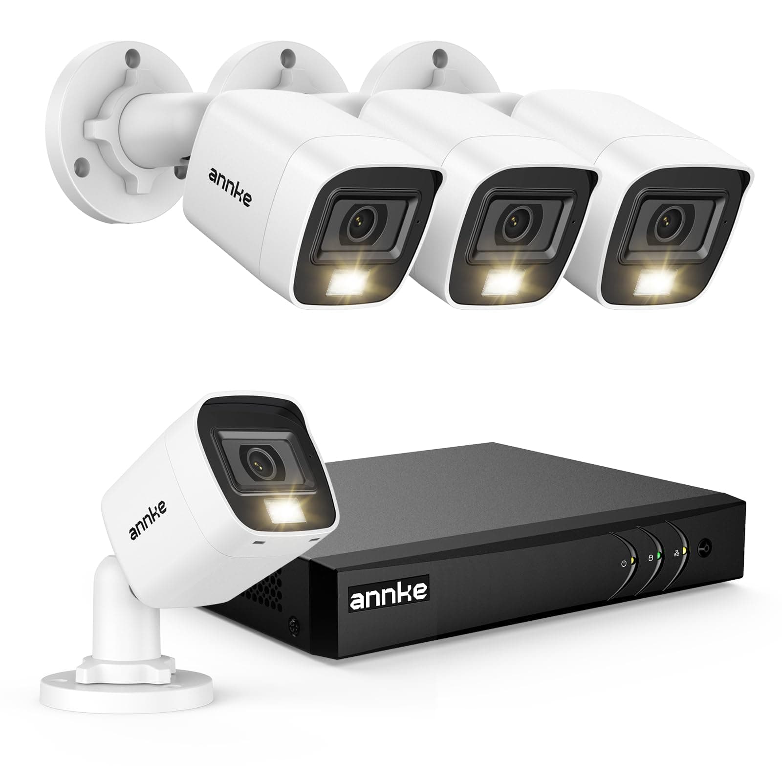 ANNKE 8CH 3K Lite Wired Security Camera System, H.265+ DVR with AI Human/Vehicle Detection, 4X 1080p CCTV Bullet Cams, Smart Color Night Vision, Easy Remote Access, IP67, No Hard Drive Disk