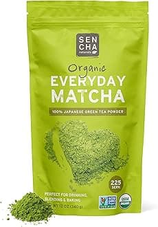Sencha Eveyrday Natural USDA Organic Matcha Green Tea Powder Rich Antioxidant Revitalizing Body Helathy Gluten Free Product 100% Vegan Diet - 12oz (Pack of 1)