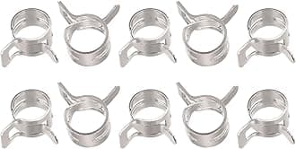 sourcing map 10pcs 8mm Spring Band Type Action Fuel/Silicone Vacuum Hose Pipe Clamp Low Pressure Air Clip Clamp, Nickel Plated