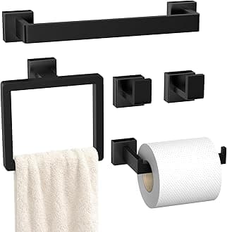 PAHSFS 5-Pieces Matte Black Bathroom Hardware Accessories Set, SUS304 Stainless Steel Bath Towel Bar Set, Towel Racks for Bathroom Wall Mounted.