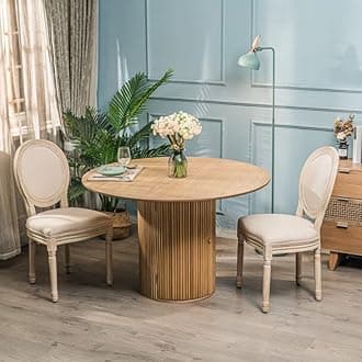 Quick Artsy Solid Wooden Round Dining Table 4 Seater Dining Table for Living Room, Bedroom, Hotel & Home, Natural Finish, (80.01L x 80.01D x 76.2H CM) (D - Storage)