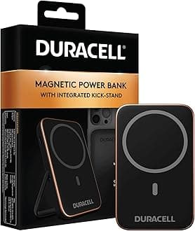 Duracell Magnetic Power Bank 5000mAh – MagSafe Compatible Wireless Portable Charger with USB-C Fast Charging, Built-In Kickstand, Slim External Battery Pack for iPhone, Samsung & AirPods