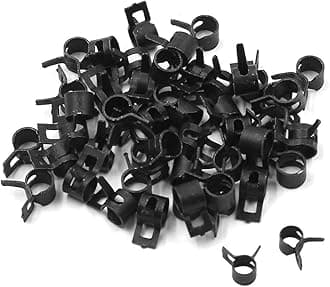 50Pcs Spring Band Type Clips 1/4" Air Hose Tube Water Pipe Fuel Hose Line Silicone Vacuum Hose Clamp (Black)