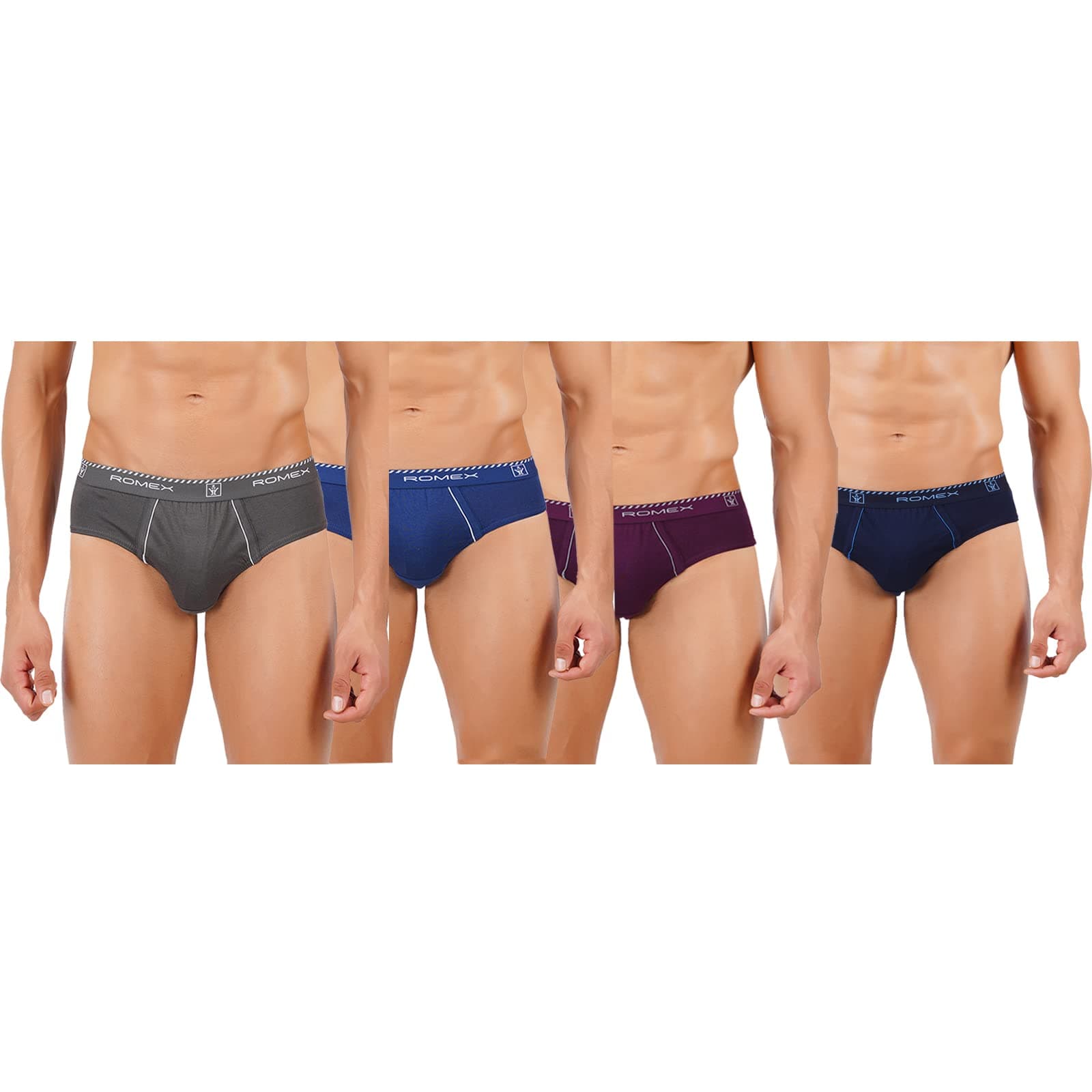 - Men Pack Of 4 Solid Cotton Briefs | Soft Stretch Outer Elastic Waistband | Comfortable Daily Innerwear