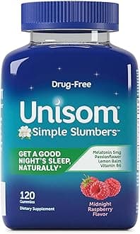 Simple Slumbers Drug-Free Sleep Aid Gummies, Melatonin 5mg, Sleep Support for Adults, Midnight Raspberry Flavor, 120 Count