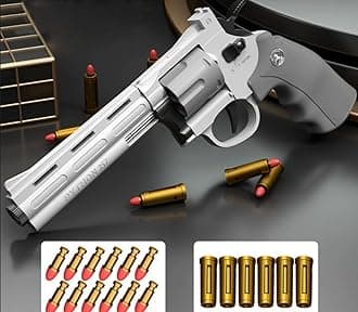 toy Plastic Guns, Foam Blaster Revolver Toy Gun ，Teens Garden Action Activity Shooting Games,Pretend Play Toy Pistol,does not need load each time.long