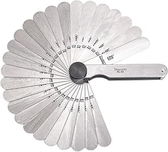 Starrett 66 Thickness Gage Set With Straight Leaves, 0.0015-0.025"Thickness, 3-1/32" Length, 26 Leaves