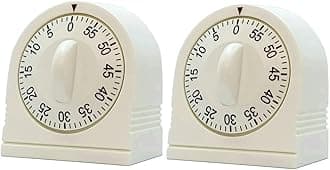 60 Minute Wind Up Timer, Visual Mechanical Timer with Loud Alarm, Manual Countdown Timers for Classroom, Home, Study and Cooking (2 Pack)