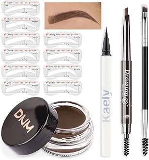 Eyebrow Stencils Kit for Women Shaping, Eyebrow Shaper Makeup Kit, Eye Brow Stencil Shaper Tinting kits for Women, with Eyeliner, Eyebrows Pencil, Pomade, Brush and 10 Stencils, 05# SOFT BROWN