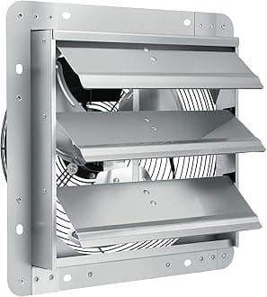 VEVOR 12'' Shutter Exhaust Fan, High-speed 1000 CFM, Aluminum Wall Mount Attic Fan with AC-motor, Ventilation and Cooling for Greenhouses, Garages, Sheds, Shops, FCC