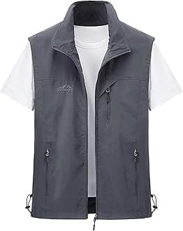 Gihuo Men's Lightweight Softshell Sleeveless Golf Vest with Zipper Pockets for Travel Hiking Fishing Safari Outwear