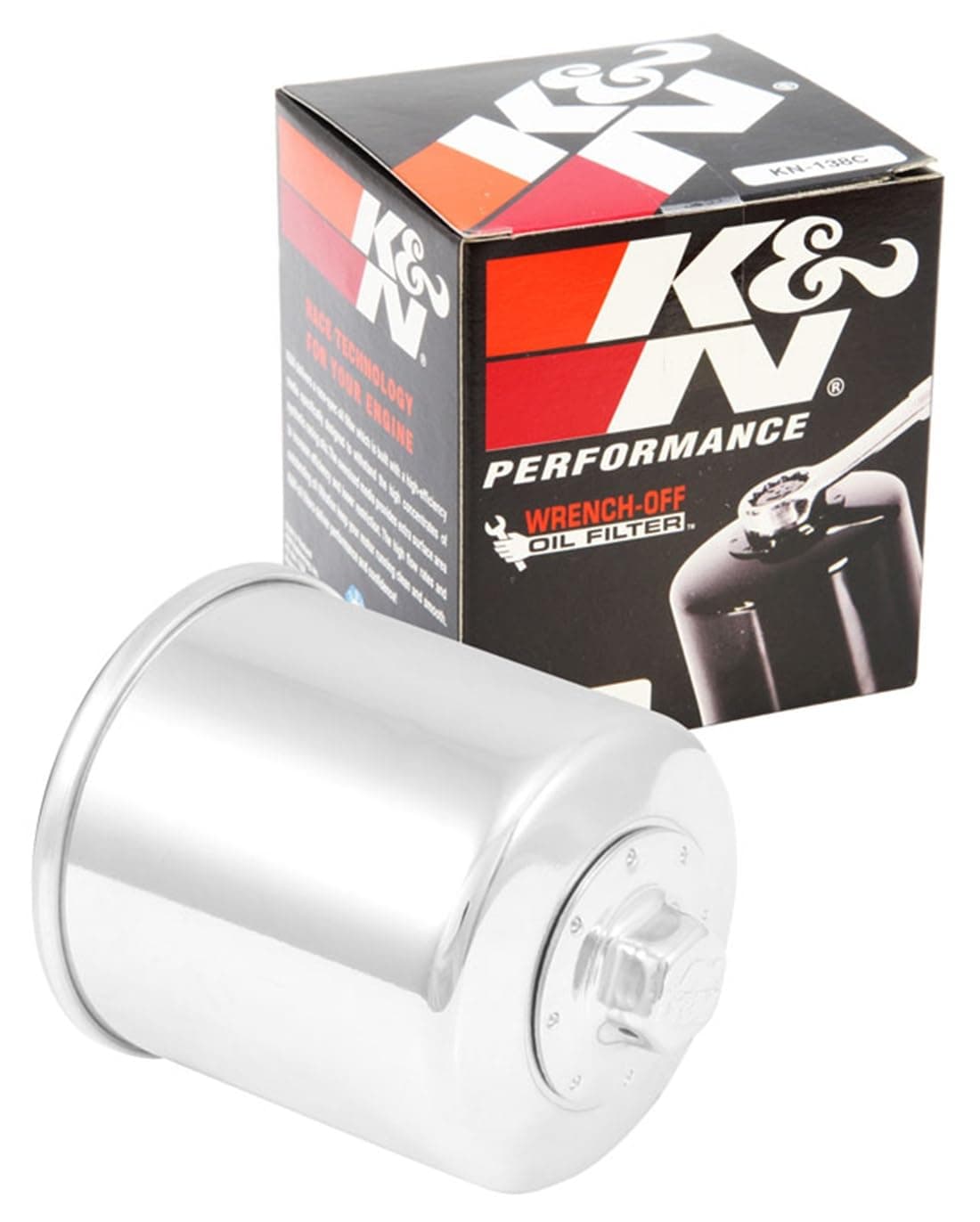 Motorcycle Oil Filter: High Performance, Premium, Designed to be used with Synthetic or Conventional Oils, Wrench Off Nut: Fits Select Suzuki Vehicles, KN-138C