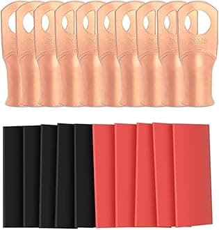 10pcs 2 Awg - 3/8" (M10) Sanuke Wire Lugs Ring Terminal Connectors Ends, Heavy Duty Wire Connectors for Battery Cable Lug Wire Electrical Eyelets with 3:1 Dual Wall Adhesive Heat Shrink