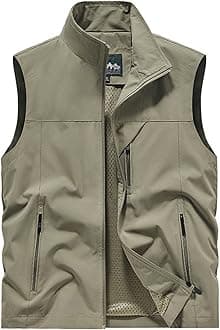 Men's Softshell Vest Outerwear Zip Up Sleeveless Quick Dry Fishing Vests Outdoor Casual Multi Pocket Jacket for Hiking Golf