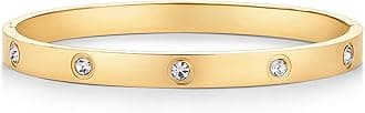 PAVOI 14K Gold Plated and Stainless Steel Love Bangle for Women | Bracelet with Cubic Zirconia Stones