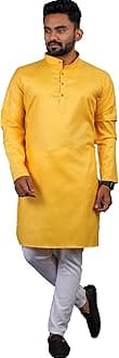 Enmozz® Multi Colored Cotton Plain Men's Ethnic Kurta Only