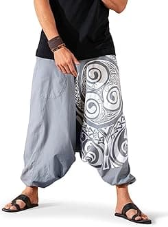Boho Pants Elastic Ankle Harem for Men, Oversized Exercise Pajama Jogger Loose Boho Aladdin Pant