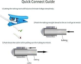 NSF Certified 1/4" O.D. Push to Connect Fittings for RO (Reverse Osmosis) Water Filter（ Fridge Installation Kits）20 pcs+30 feet 1/4" Water tubing.