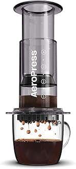 AeroPress Clear Black Coffee Press - All-in-One French Press, Pour-Over & Espresso Style Manual Brewer, 2 Min Brew for Less Bitterness, More Flavor, Small Portable Coffee Maker, Travel & Camping