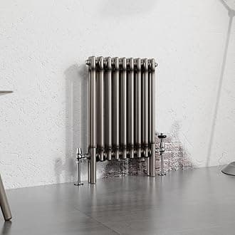 Warmehaus 600x425mm Raw Metal Horizontal Column Radiator Double Traditional Cast Iron Style Bathroom Radiator