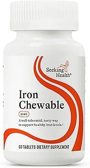 Seeking Health Iron Chewable - Mineral Supplement to Support Healthy Metabolism - Supplement Aids Muscle Function in Men & Women - Energy Support Supplement - 10 mg, 60 Tablets
