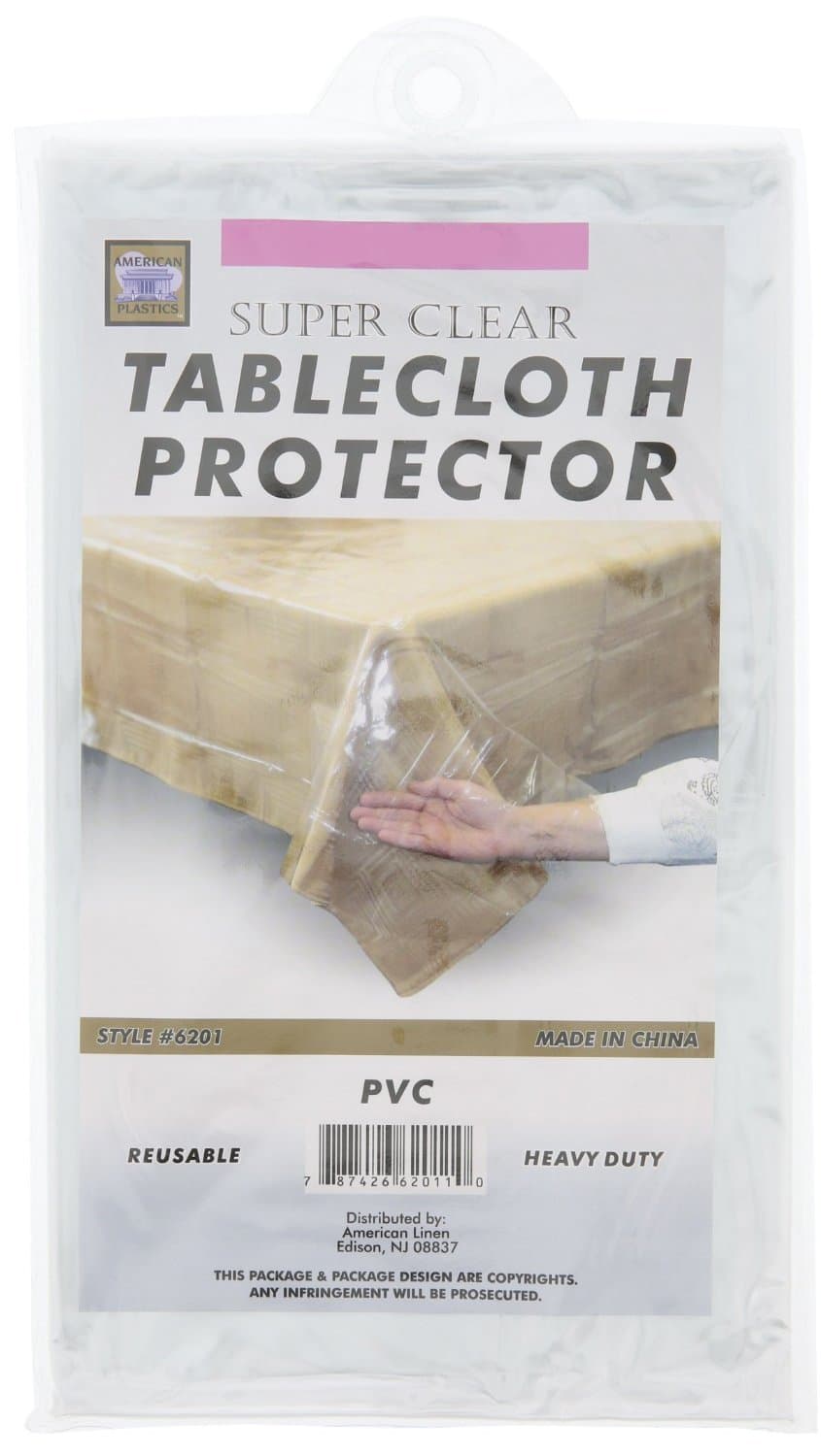 Clear Plastic Tablecloth Protector - PVC Tablecloth Cover - Reusable, Heavy Duty (60"x108")
