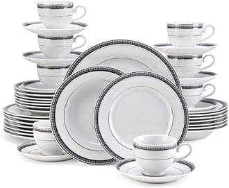 MIKASA5224200 40 Piece Platinum Crown Cobalt Dinnerware Set, Porcelain