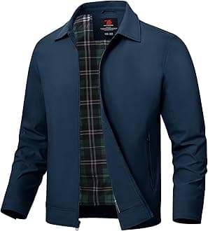 TBMPOY Mens Lightweight Jackets Light Windbreaker Full Zip Casual Work Jacket Golf Business Fall Track Coat with Pockets